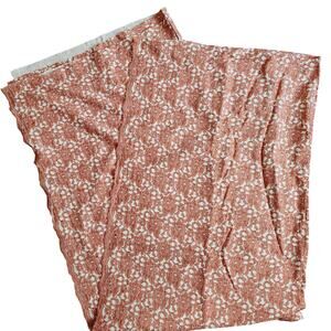 3.5 Yards Applique Rust Cream Color Abstract Floral Print Fabric Stretchy Sewing